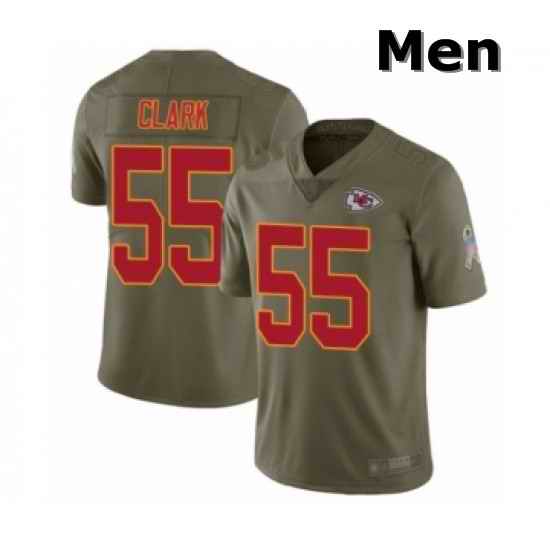 Men Kansas City Chiefs 55 Frank Clark Limited Olive 2017 Salute to Service Football Jersey